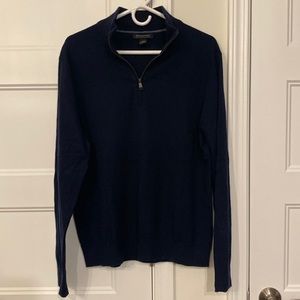 Banana Republic Pima cotton cashmere quarter zip sweater in navy blue